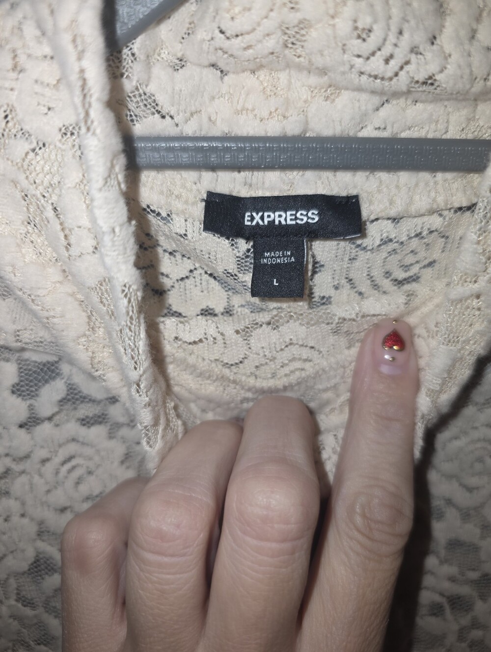 Express Cream Lace Long Sleeve Midi Dress - Picture 2 of 2